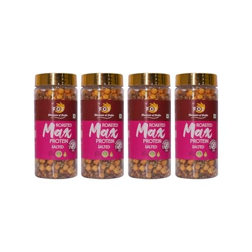 FOI Roasted Protein Max Mix Pack of 4 (150g Each) – Moong, Moth, Horse Gram & Masar Dal | Crunchy Roasted Mixed Dal Snack | Ready to Eat | Everyday Snack