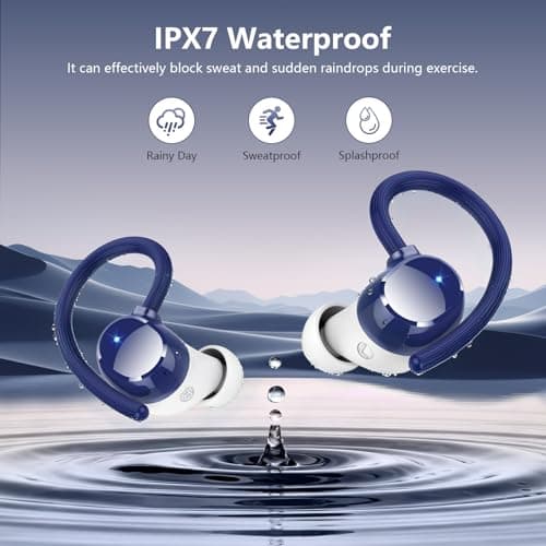Wireless Earbuds, Bluetooth 5.4 Sport Headphones, 128H Playtime Over Ear Buds for Small Ear, Stereo Deep Bass, Sport Wireless Bluetooth Earphones, IPX7 Waterproof Running Headphones for iOS Android 5