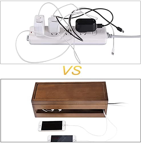 White Whale you think, we bring Cable Management Box Wooden Cord Organizer Box for Extension Cord Power Stripe Surge Protector Wire Management Concealer Organizer Cover Hider for Desktop Home 5
