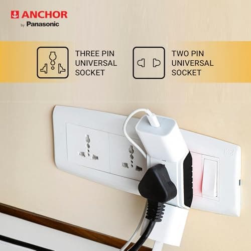 ANCHOR 6A 3 Pin Multi Plug Socket Travel Adapter with Universal Socket, 3 Pin Multi Plug Extension Socket (White - PK2) 4