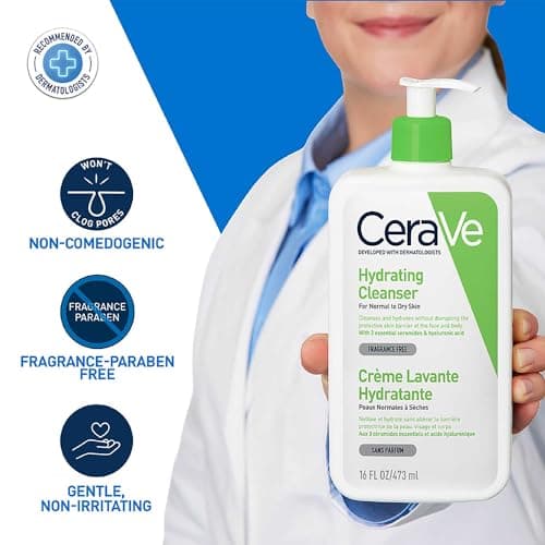 CeraVe Hydrating Cleanser For Normal To Dry Skin (473ml) - Non-Foaming Face Wash with Hyaluronic Acid And Ceramides | Non-Comedogenic, Non-Irritating And Fragrance-Free Cleanser 4