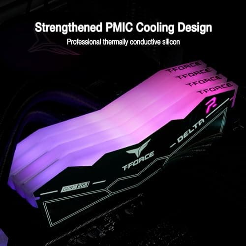 TeamGroup T-Force Delta RGB 2x16GB 6000MHz (6000MT/s) CL38 Black 32GB DDR5 RAM Kit, Desktop Gaming Memory, Metal Heatsink, ARGB Sync, ECC, XMP 3.0/EXPO, For Intel/AMD CPU, High Performance Low Latency 4