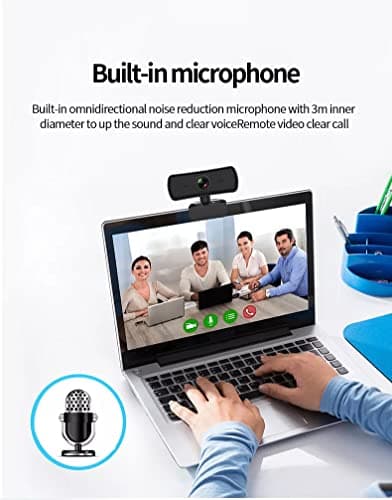 AUSHA® Webcam with Microphone, HD 2K Web Camera for Laptop Computer PC Desktop, Web Cam with External Privacy Cover for Video Calling,Conferencing, Gaming (Executive Webcam) 3