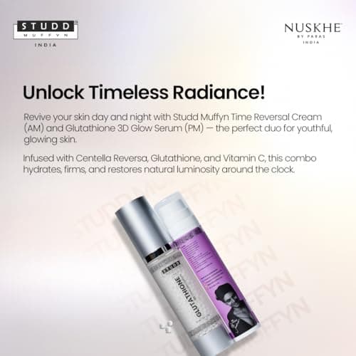Studd Muffyn | Time Reversal Anti Ageing Combo | Day & Night Skin Care Routine | Glow & Firming Cream + Radiance Boosting Serum | Helps Reduce Fine Lines, Dullness & Uneven Tone | With Botanical Activ 3