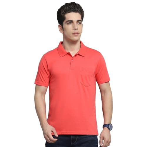 Monte Carlo Men's Regular Fit Polo T-Shirt | Half Sleeve | Solid Collared Tee | Casual Everyday Wear | Stylish & Comfortable Tshirt for Men Pink L (Pack of 1)