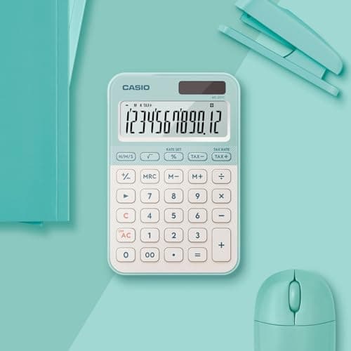 Casio MS-20YC Stylish and Colourful 12-Digit Mini Desktop Tax Calculator, Light Green 3