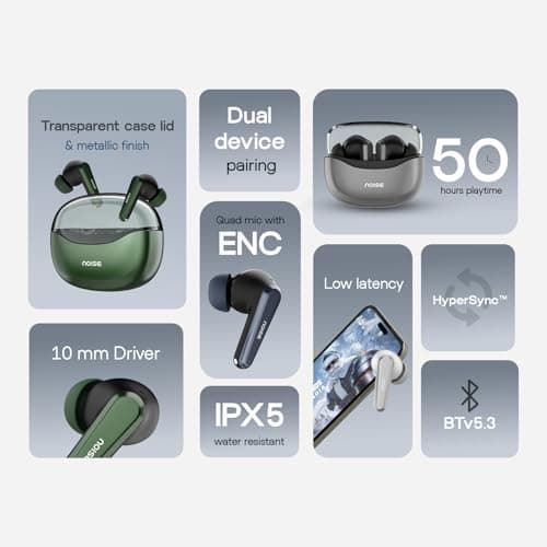 Noise Buds VS601 Wireless Earbuds, Bluetooth Earbuds with 50H Playtime, Quad Mic ENC for Clear Calls, 10mm Drivers, Dual Device Pairing, Transparent Case Design, Deep Bass, BT v5.3 (Copper Brown) 2