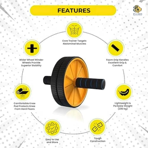 PRO365 Home Fitness Equipment Kit – 6-in-1 Workout Set with Ab Roller Wheel, Resistance Bands, Jump Rope, Push-Up Bars, Tummy Twister & Spring Chest Expander | Full Body Gym Combo for Men & Women 4