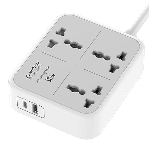 Stuffcool ChargeCube 30 Mini Extension Board with Surge Protector, 3 AC Sockets and 30W Dual Type-C PD/PPS Output for Super Fast Charging – Charges Samsung Phones, iPhones 50% in 30 Mins, MacBook Air