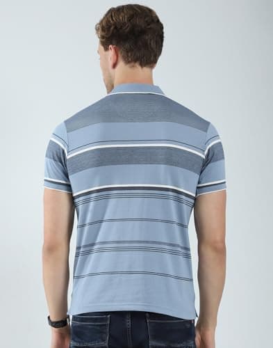 Monte Carlo Men's Regular Fit Polo T-Shirt | Half Sleeve | Striped Pattern| Casual Everyday Wear | Stylish & Comfortable Tshirt for Men Blue 3XL (Pack of_1) 4