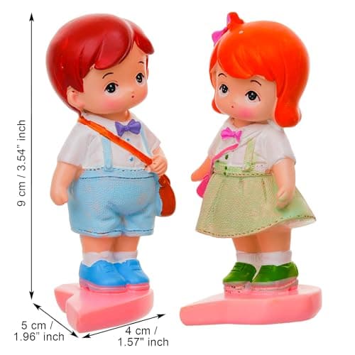 eCraftIndia Little Boy and Girl Walking to School Lovely Miniature Statue Valentine Gift for Girlfriend Boyfriend Husband Wife Her Him | Valentine Decoration Items | Happy Birthday Cake Topper 4
