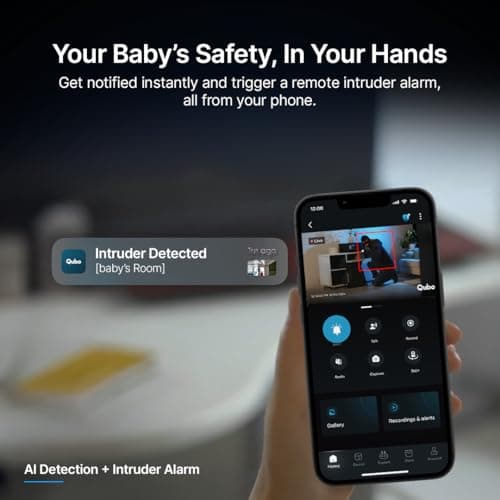 Qubo Smart 360° 3MP [2K] Baby Monitor by Hero Group | Indoor CCTV Cam | STQC Certified | AI Smart Motion Tracking | App Alerts | Color Night Vision | Cloud & SD Card Storage | Made in India 3