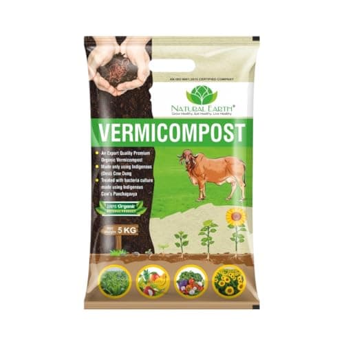 NATURAL EARTH® 5 KG - TRUSTED Organic Vermicompost For Plants | Treated with Panchagavya-Based Bacteria Culture | Plant Growth Booster | Organic Compost For Home Plants