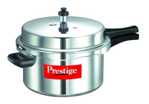 Prestige Popular Aluminium Pressure Cooker, 7.5 Litres, Silver and Iris 750 Watt Mixer Grinder with 3 Stainless Steel and 1 Juicer Jars (White and Blue) 2