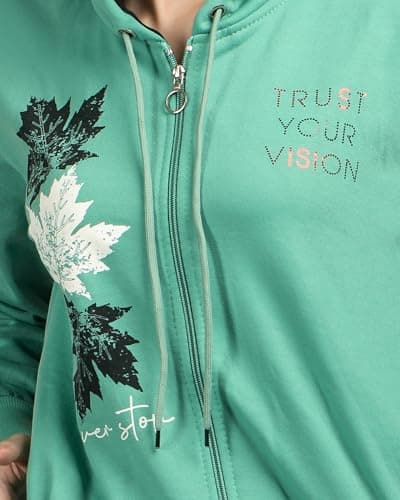 LADYWILLINGTON Lady Willington Women Woolen Sweatshirts Hoodie Solid Heavy Rainbow Fabric Winter Wear Pure Wool Sweater for Women Fully Warm Cardigan Free Sizes (in, Alpha, 2XL, Regular, Green) 4