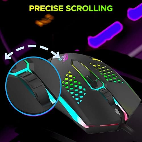 Ant Esports GM1103 Wired Gaming Mouse, 800-3600 DPI Adjustable Optical Sensor, RGB Multicolor Backlight, 4 Buttons, Ergonomic,1.5m Cable, 3300 FPS, Lightweight USB Mouse for PC, Laptop, Mac & Windows 3