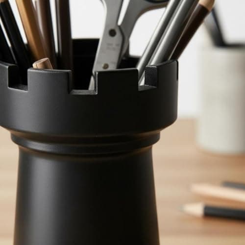 SNAPPSY Minimalist Design Chess Rook Pen Holder Creative Design Castle Chess Piece Writing Utensil Cup Multi-Functional for Students, Study Room, Office, White 2