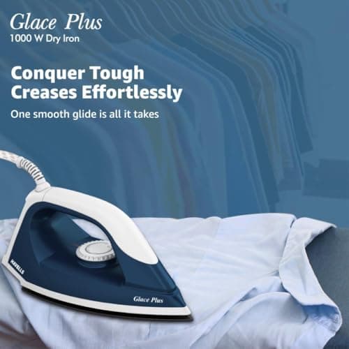 Havells Glace Plus 1000 Watts Dry Iron Press| 2X Non Stick Greblon Coating from Germany| 2X ISI Certified Safety & Performance| Fire Retardant Body| 2 Years Door Step Warranty by Havells (Blue) 2
