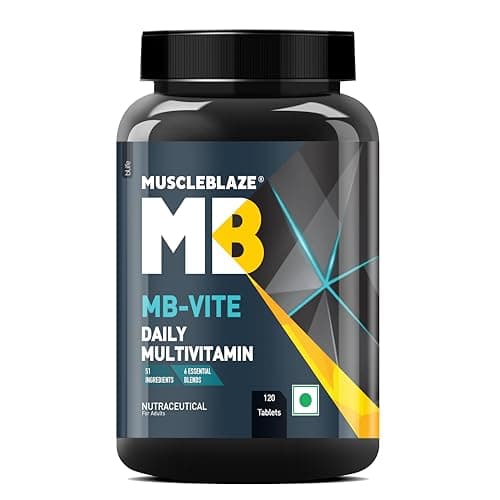 MuscleBlaze MB-Vite Daily Multivitamin (120 Tablets) | With 51 Ingredients & 6 Blends | Vitamins & Minerals, Prebiotic & Probiotics, Amino Acid Blends | For Energy, Stamina & Recovery
