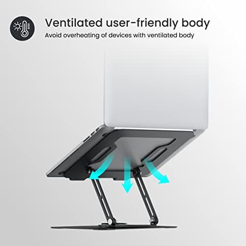 Portronics My Buddy K9 - Portable Laptop Stand - Adjustable Elevation Levels - Ventilated Anti-Slip Design - 360-degree Rotating Base(Black) 3