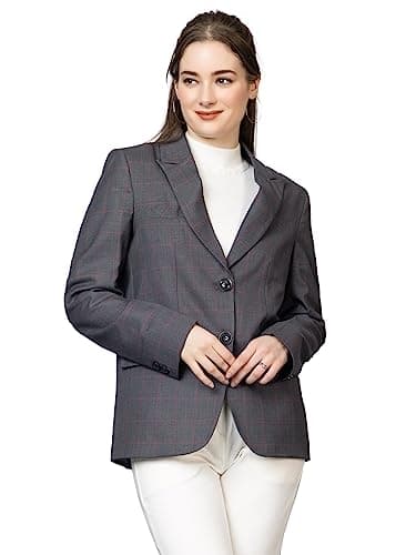 CHKOKKO Women Solid Regular Fit Stylish Formal Blazer Grey Size XXL