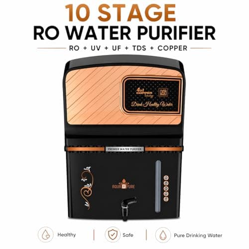 AQUA D PURE Copper RO Water Purifier | RO + UV + UF + TDS Controller + Copper Enriched Technology | 12 L Storage Tank | Wall Mount & Table Top | Suitable for Borewell, Tanker & Municipal Water 2