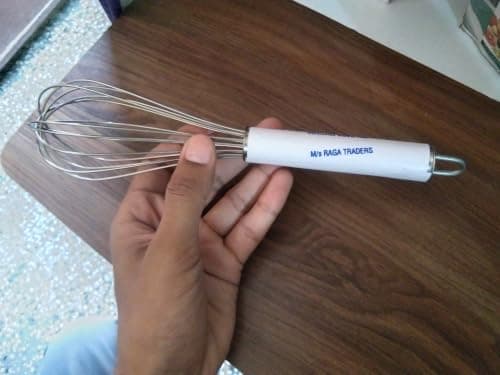 Raga Traders Stainless Steel Wire Whisk, White Label Handle, Manual Egg Beater for Mixing and Blending 2 Pice 2