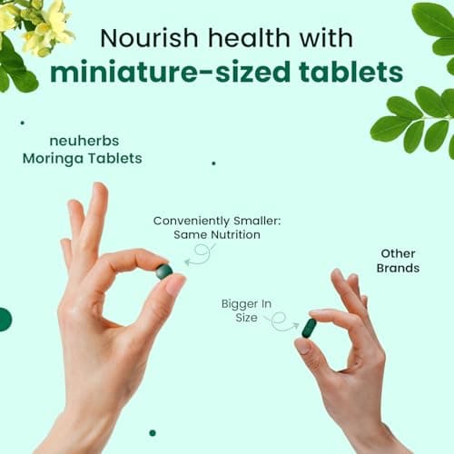 Neuherbs Moringa 500mg Tablets - 120 Count | Drumstick Leaf Supplement for Energy, Immunity, Digestion & Heart Wellness | Moringa Oleifera Herbal Formula | No Artificial Preservatives 5