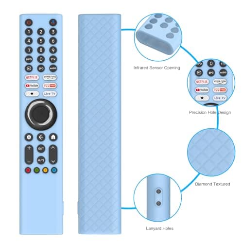 Cotbolt Silicone Remote Cover for Xiaomi Mi TV 2025 Model Remote, Black, Diamond Textured, Precision Button Holes (LUMINIOUS Blue, XIAOMI TV 2025) 2