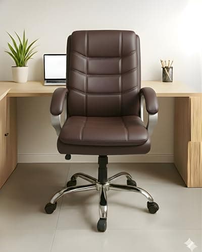 ACTIVA Executive Revolving Office Chair | Ergonomic Computer Desk Chair with Cushioned Seat| Heavy Duty Steel Base, Adjustable Height & 360° Swivel Wheel| Study/Home/Offcie Visitor Chair (Star,Coffee) 2