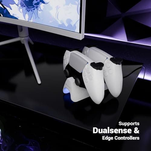 ZEBRONICS PS5C, PS5 Controller Charging Dock, 3H Rapid Charging, Supports Dualsense & Edge Controllers, Dual Pogo Pin, Charging Indicators, Anti-Slip Silicone Base 3