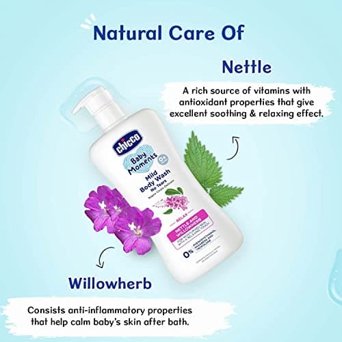 Chicco Baby Moments Mild Body Wash Relax, New Advanced Formula with Natural Ingredients, No Tears & Soap-Free, Mild formula for Baby’s Body & Face Wash, No Phenoxyethanol and Parabens (500ml) 5
