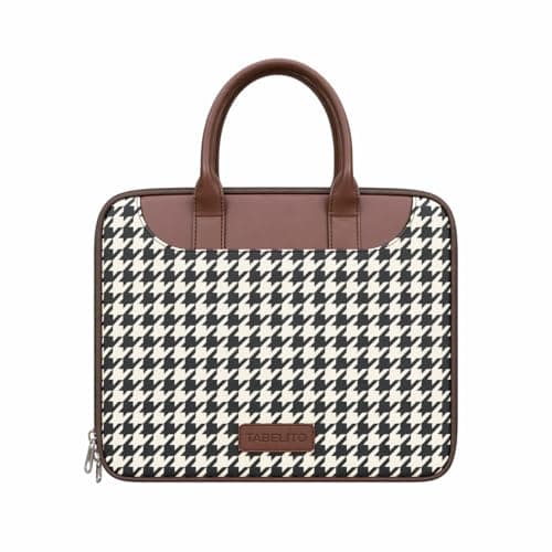 Tabelito Designer Printed Laptop Sleeve for Women (13–15.6 Inch) | Jute & Vegan Leather Office Handbag | Lightweight Stylish Work Bag with Handle
