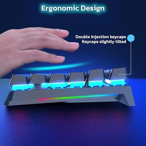Ant Esports MK1850 Mechanical Wired Gaming Keyboard Blue Switch Hot-Swap Mech Keyboard with Volume Knob 17 Modes RGB Backlit Full Keys Anti-Ghosting,Dual Colour Injection Moulded Key capsfor PC-Black 2