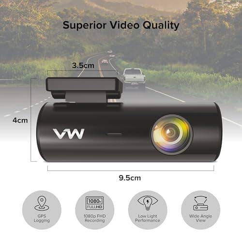 VW Car Dash Camera VW100G (with GPS Log) Dash Cam | Full HD 1080p | Wide Angle View | G-Sensor | WiFi | Hard Wire Kit (Car Charger Not Included) | Emergency Recording | (Dashcam GPS) 2