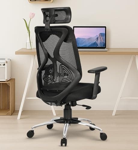 Da URBAN® Merlion Office Chair,High Back Mesh Ergonomic Home Office Desk Chair with 3 Years Warranty, Adjustable Armrests,Adjustable Lumbar Support,Tilt Lock Mechanism (Black)