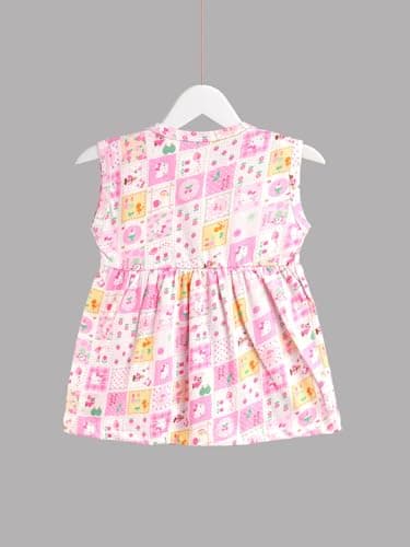 HELLCAT 100% Cotton Baby Frock Dress for Girls - Pack of 3, Soft & Trendy, Sleeveless (0-18M)_Brown/Sky Blue/Pink_6-12 Months 3