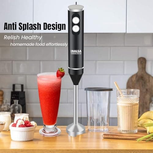 INALSA TurboBlend 450 Hand Blender | 450W Powerful Motor | 2 Speed Control | Stainless Steel Detachable Stem & Blades | Silent Operation | BPA Free | Black/Silver | 1 Year Warranty 3