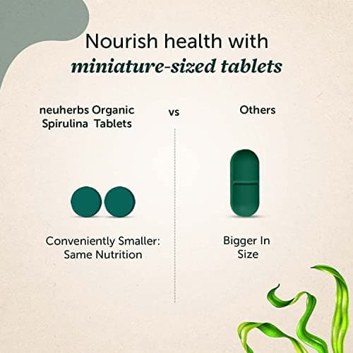 Neuherbs Spirulina 1000mg Per Serving - 120 Tablets | Boost Energy, Immunity & Metabolism | Supports Weight Management | 100% Pure & Natural 4