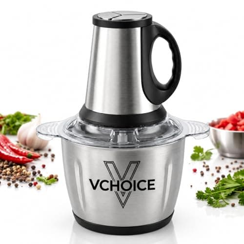 VCHOICE 2 Litre Electric Chopper with Stainless Steel Bowl | 300W Motor | 3 Speed Modes | 4 Stainless Steel Blades | Kitchen Food Processor, Vegetables, Fruits & Onion