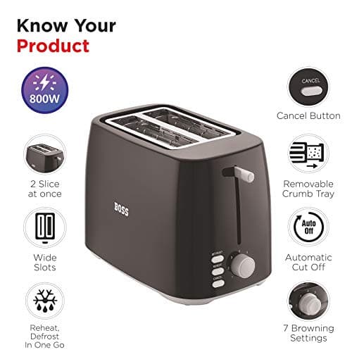 BOSS Crusty 800-Watt Pop-up Toaster (Black) 3