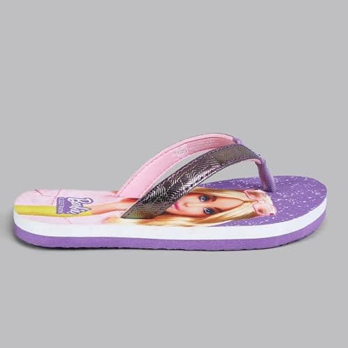 Kidsville Official Barbie Printed Kids Girls Purple Flip-Flop | Soft, Non-Slip, Indoor, Outdoor, House Slipper, Comfortable & Durable Footwear for Children 2
