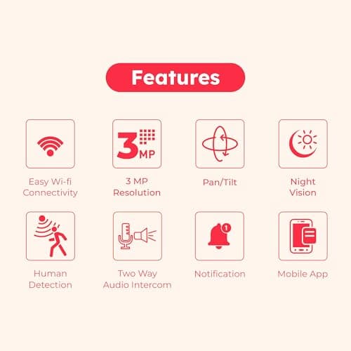 MANOMAY 3MP Wi-Fi Pan-Tilt Security Camera | BIS-ER Certified (STQC) | 360° Smart Tracking | Two-Way Audio | All Time Color Night Vision | Alexa Support | Works with Android & iOS (M1078S) 4