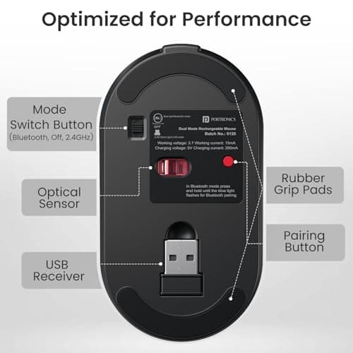 Portronics Key11 Combo Rechargeable Wireless Keyboard and Mouse Set, Bluetooth 5.3&2.4GHz Wireless,Type-C Fast Charging,Gradient Keys, Noiseless Typing, High Precision Mouse, for PC&Laptop(Grey) 4