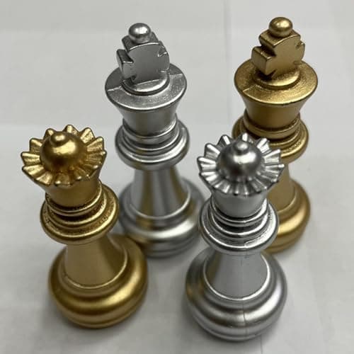 SNAPPSY 32Pcs Chess Pieces Educational Brain Teaser Gold and Silver Chess Game Pawns 2