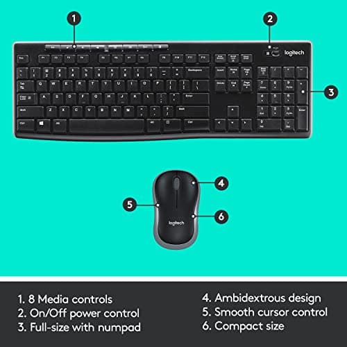 Logitech MK270r Wireless Keyboard and Mouse Combo for Windows, 2.4 GHz Wireless, Spill-Resistant Design, 8 Multimedia & Shortcut Keys, 2-Year Battery Life, PC/Laptop- Black 6