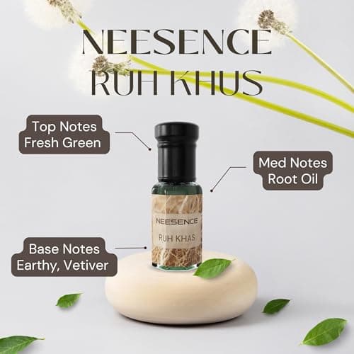 Ruh Khus Attar by NEESENCE 12ml Concentrated Elegant Scent 100% Alcohol-Free, All-Day Wear Perfume Oil Long Lasting Itra For Unisex 4