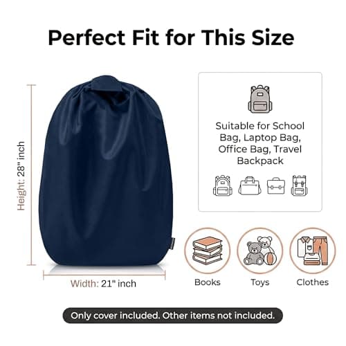 MUTMAIN Full Bag Cover Waterproof rain Cover for Backpack 20L to 50L with Storage Pouch, Drawstring Bag Design, All Side Covered Bags for School, Laptop, Travel and Camera with Shoulder Strap (Nblue) 2