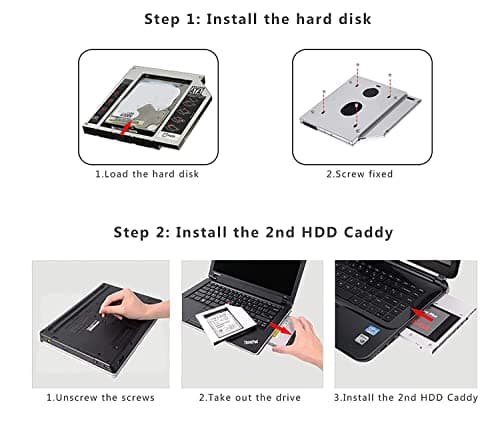 WISTAR Universal 9.5mm SATA to SATA 2nd SSD HDD Hard Drive Caddy Adapter Tray Enclosures for DELL HP Lenovo ThinkPad ACER Gateway ASUS Sony Samsung MSI Laptop (9.5mm Universal Caddy) 4
