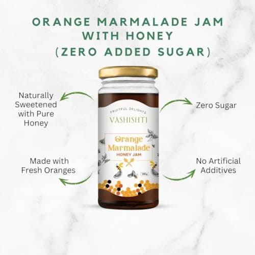 Vashishti Orange Marmalade Honey Jam (Zero Added Sugar) | Naturally Sweetened with Pure Honey | Made with Fresh Oranges | No Artificial Additives | 300g 2
